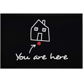 MoonWorks® Doormat with Saying You Are Here Location Confirmation Funny Non-Slip & Washable Black 60 x 40 cm