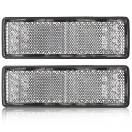 AGRISHOP 2x White Reflectors Stick On,97.7x32x9mm,E Approved, Stick On Car Reflectors for Gate Post Fence,Cat’s Eye,Caravan Reflectors,Reflectors for Vehicles (Stick On/White/Rectangular/2Pcs)