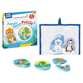 Ravensburger ministeps 4589 Plitsch Splashing Puzzle Favourite Animals - Outdoor & Bath Toy, Toy from 1 Years, Includes Practical Mesh Bag