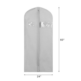 Syeeiex Garment Bag for Storage, 60 x 152 cm, Breathable Fabric, Long Garment Bags for Dresses, Coats, Evening Dresses, Pack of 4, Grey