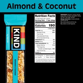 KIND Healthy Snacks Bars, Almond & Coconut, Gluten Free, Low Sodium Snacks, 4g Protein, 6 Count