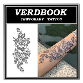 VERDBOOK Waterproof Temporary Tattoos: 2-Sheet Tattoo Kit with Realistic Body Stickers, Semi-Permanent Tattoos for Adults Lasting 7-15 Days – Safe for Men & Women, Flower Bouquet