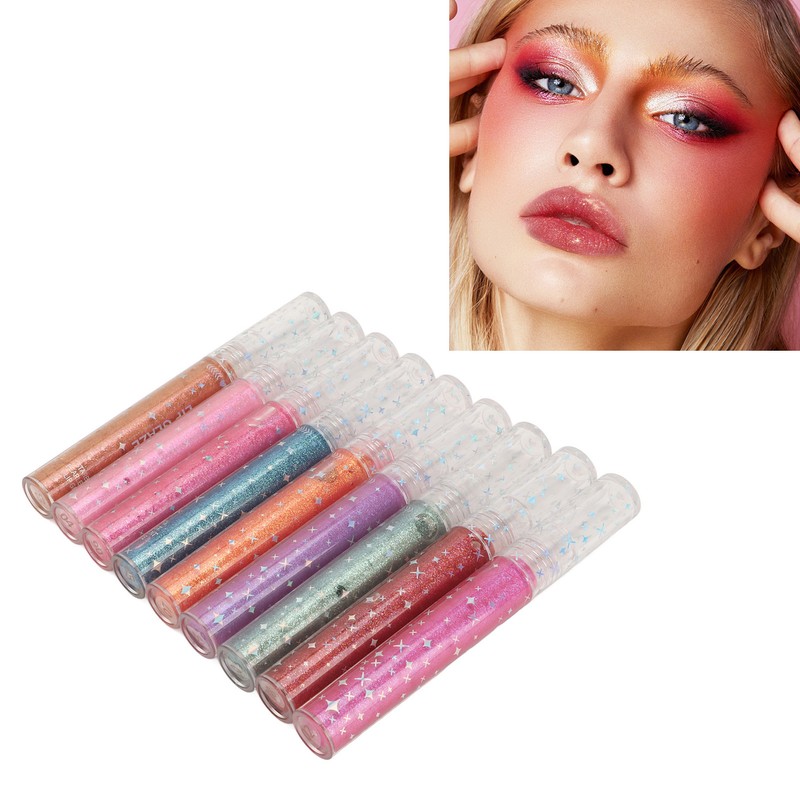 9pcs 0.1oz Women Girls Glitter Lip Gloss Set Moisturizing Lustrous