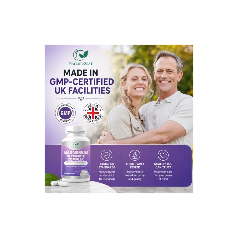 Magnesium Glycinate Complex -120 Capsules -Magnesium Glycinate Bisglycinate, Malate, Taurate