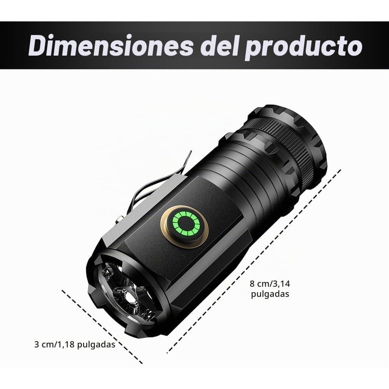 Mini Linterna Súper Potente, Clip Tipo Bolígrafo Multifuncional con 3