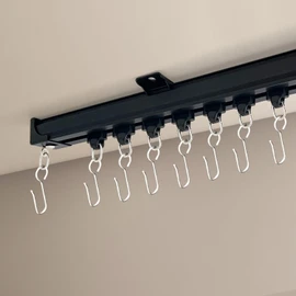 Hoeflife Ceiling Curtain Track, Curtain Track Ceiling Mount, Room Divider Curtain Rod or Wall with Rolling Hooks, Ceiling Shower Curtain Tracks Perfect for Privacy in Open Rooms (3-6ft, Black)