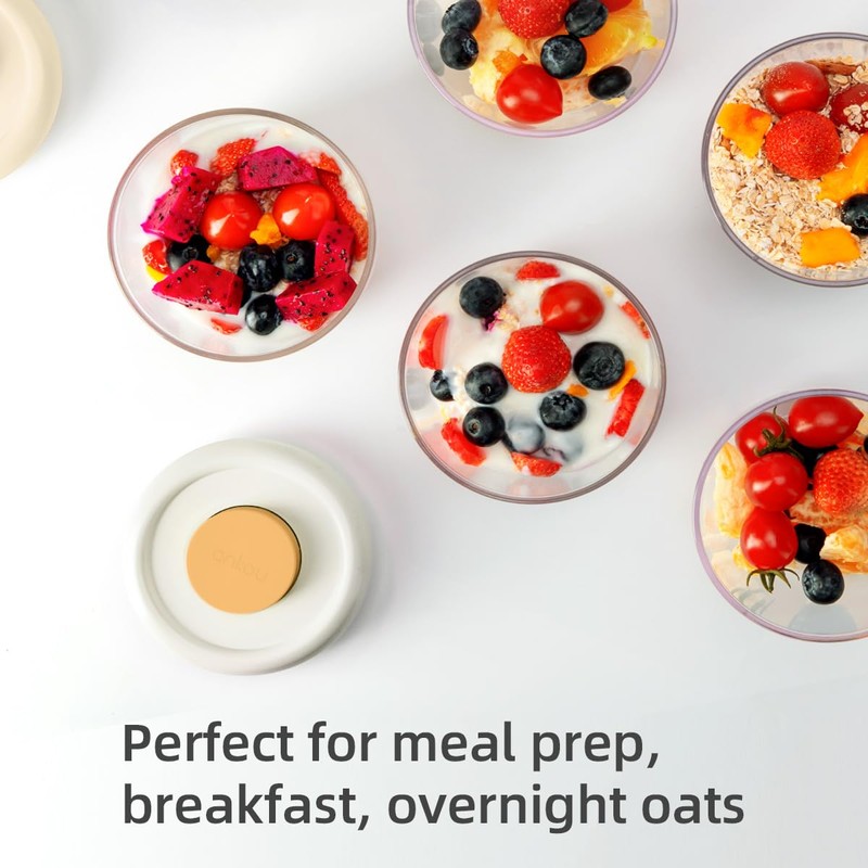 Glass Meal Prep Containers Overnight Oats Containers with Pop Lids,Airtight