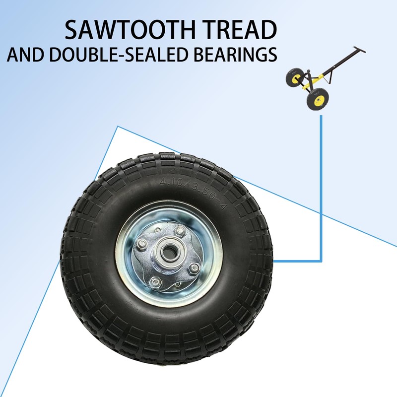 AMZDIAI 10-Inch 4.10/3.50-4 Tire and Wheel Flat Free, Heavy Duty