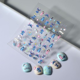 5D Embossed Cartoon Nail Stickers - 1Pcs Cute Nail Stickers for Nails Art Cartoon Reliefs Self Adhesive Supplies Nails Decals Cute DIY Designs Sticker for Women and Girls