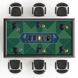 AQQA Table Top Mat 70" x 35"-Poker Table Top Mat with Non-Slip Backing & Playing Cards - Waterproof & Foldable - Portable Texas Holdem Poker Mat - Casino Table Playing Card Mat