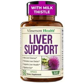 Liver Cleanse Detox & Repair Milk Thistle Supplement - 60 Capsules Herbal Liver Support - Choline, Artichoke Extract & Chicory. Dandelion Root Supplement to Promote Cellular Repair & Digestion - Vegan