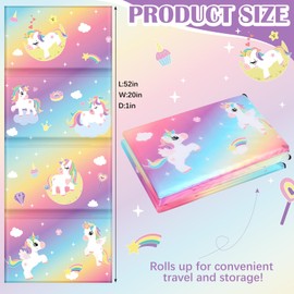 Shellwei Toddler Vinyl Nap Mat for Preschool Daycare 52 x 20 x 1'' Kids Sleeping Folding Rest Mat for Boys Girls Baby Classroom Home Travel(Rainbow Unicorn)