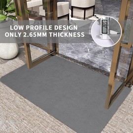Ultra Thin Door Mat Indoor, Non Slip Absorbent Resist Dirt Entrance Mat, Washable Front Door Mat, Low Profile Inside Floor Mat Doormats for Entryway, 20" x 32", Light Grey