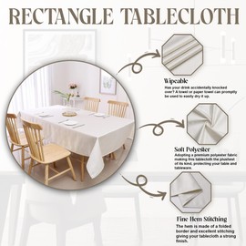 Majestic Giftware Polyester Tablecloths for Rectangle Tables | (70/120) - TC1336 Jacquard Desert White Gold Print Hem Stitch Dining Table Cover | Decorative Washable Tablecloth for Kitchen, Dining