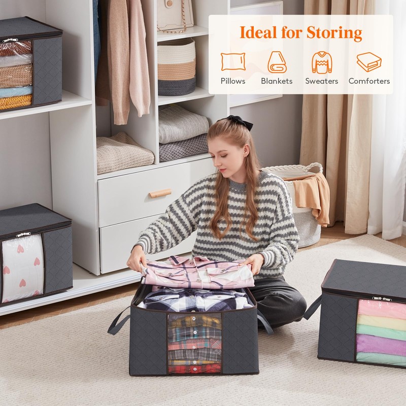 Lifewit 6 Pack Clothes Storage Bags, Foldable Storage Box Moving