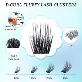Obeyalash Eyelashes Individual Kit Cluster Lashes with Bond and Seal Glue Tweezers D Curl 8-14mm Mix DIY Eyelash Extension at Home Natural Look (SNR012)