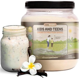 TruHeight Growth Protein Shake (Vanilla Ice Cream Flavor, Whey) Tall Nutrition for Natural Growth & Development - Protein Powder for Kids & Teens, Weight Gain Drinks - Picky Eater Vitamin, Ages 4+