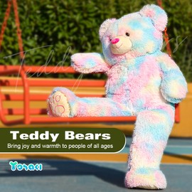 YOHAKI Giant Teddy Bear Plush Toy Soft Stuffed Animal for Valentine's Day Christmas Birthday for Baby Boys Girls Kids