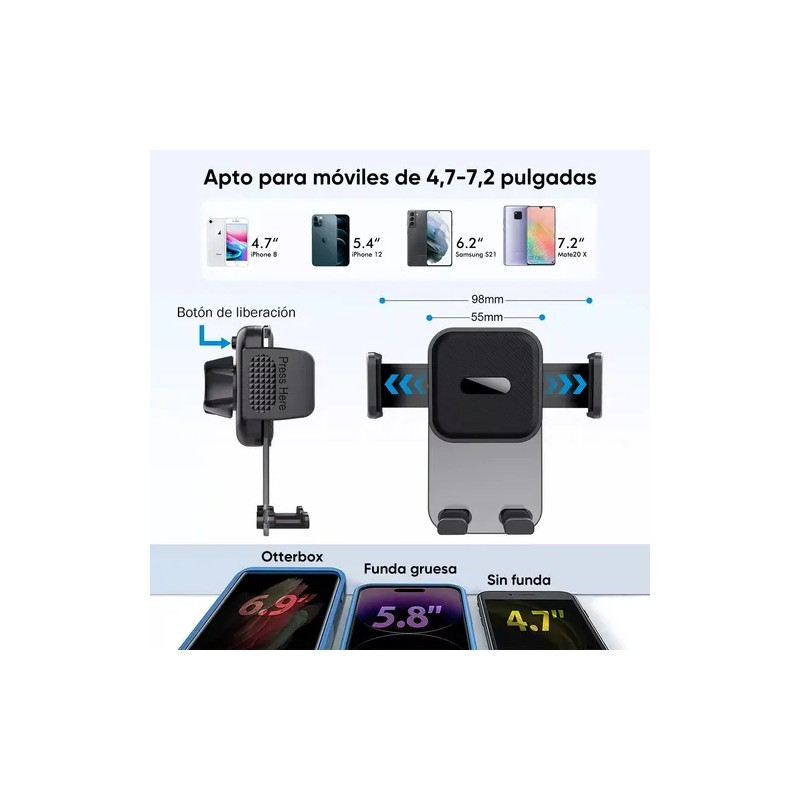 Soporte Celular Auto Con Ventosa Y Clip Para Ventila