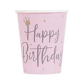 Pink Paper Swan Birthday Cups (9 Oz.) 8 Count - Eco-Friendly & Sturdy Material, Perfect for Kids'Parties