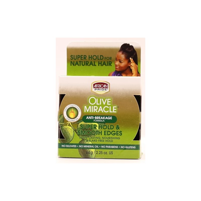 African Pride Olive Miracle Silky Smooth Edges, 2.25 Ounce (Pack