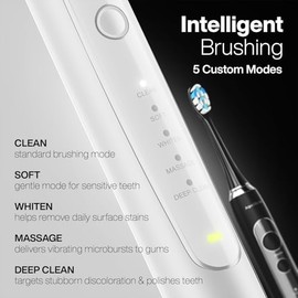 AquaSonic Duo Series PRO - Juego de cepillos de dientes eléctricos ultra blanqueadores - 5 modos y temporizadores inteligentes - Fundas de viaje premi
