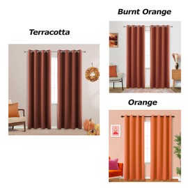 KOUFALL Rust Terracotta Curtains for Living Room,Cozy Boho Fall Decor Thermal Insulated Room Darkening Blackout Vintage Curtain Panels,84 Inches Long Length Set of 2,Dark Burnt Orange