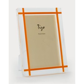 Tizo 5" X 7" Acrylic Crystal Clear Photo Frame, Orange INLAY Design
