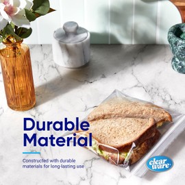 Sandwich Bags Zipper Top- 300 Count, Resealable Plastic Food Storage Bags For Lunch, Snacks - Reusable Zipper Lock Containers for Fruit, Veggies - Freezer & Microwave-Safe, Strong Seal - 2 Boxes