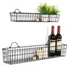 MyGift Country Rustic Wall-Mounted Openwork Black Metal Mesh Storage Baskets