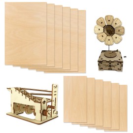 12 Pcs Basswood Sheets, 2 Size Unfinished Thin Plywood Sheets Wood Sheets, Engravable Square Balsa Wood Panel Wood Boards Wood Pieces for DIY Model Crafts Making Painting