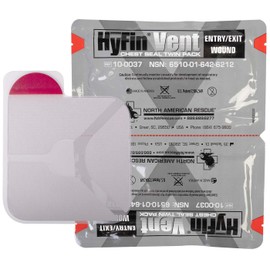 North American Rescue HyFin Vent Chest Seal (Twin Pack) NAR Vented Wound Chest Seals for Trauma, Wounds (10-0037)