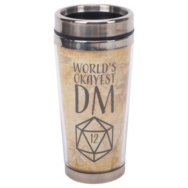 World's Okayest DM Grey 16 ounce Stainless Steel Travel Tumbler Mug with Lid