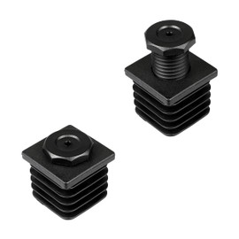 Set of 4 Adjustment Plugs Adjustable Gliders Height Adjuster Screw Sizes: 20 x 20 to 50 x 50 mm - e.g. for Tables, Chairs, Shelves, Furniture to Tilt / Compensate for Inequalities (40 x 40 mm, Black)