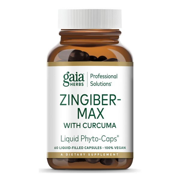 Gaia Herbs Pro Zingiber-Max with Curcuma - Supports Healthy Response & Nausea Relief - with Turmeric & Ginger Root - 60 Vegan Liquid Phyto-Capsules (60 Servings)
