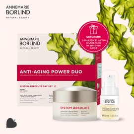 ANNEMARIE BÖRLIND SYSTEM ABSOLUTE Tagespflege-Set - Glättende Tagescreme (50ml) + Geschenk Kennenlerngröße 2-Phasen Elastin Shake (15ml) - Schützend, Straffend, Glättend