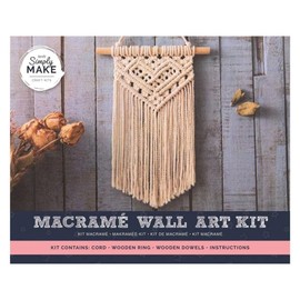 Simply Make Macrame Wall Art Kit, Macrame Wall Hanging, Macrame Plant Hanger, Adults Craft Kit, Ideal For Beginner Or Experienced Crafter, Includes All Supplies Macrame Cord,Wooden Ring, Wooden Dowels