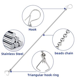 VRSS Stainless Steel Lengthened 12inch Long Toilet Flapper Chain Replacement Toilet Handle Chain Universal Fits Most Toilet Flappers (2)