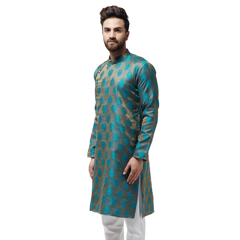 Sojanya (Since 1958 - Kurta larga de seda jacquard para