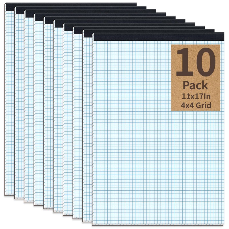 Oleitodh 10 Pack Graph Paper Pads 11 x 17 Inch
