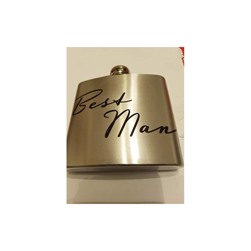 Amore Stainless Steel Silver 5oz Hip Flask - Best Man