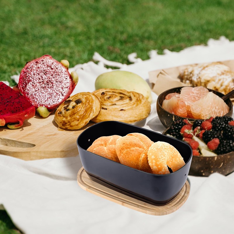 ECWAY Bread Box for Kitchen Countertop - Bamboo Fiber Bread