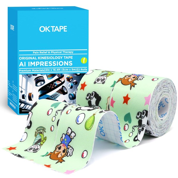 OK TAPE Kinesiology Tape Printed Bandage for Athletes Pain Reduce