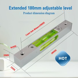 High precision aluminum alloy metal adjustable level bubble small square bar luminous magnetic length 180 hole pitch 150MM