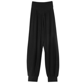 LingTing Black Dance Pants High Waisted Baggy Soft Wide Leg Trousers