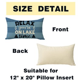 FBCOO Life is Better at The Lake House Lumbar Decorative 12x20 Throw Pillow Cover Set of 4, Lakehouse Rectangular Retro Paddle Boat Cushion Case, Summer Farmhouse Pillowcase Home Decor for Sofa Couch