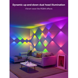 ANGELHALO Smart Wall Sconces, Music Sync Indoor Double-Headed Wall Lights, Works with Alexa, Multicolor LED Wall Light for Home Decor, Dynamic Scenes Indoor Light for Living Room, Bedroom, 14 Pack