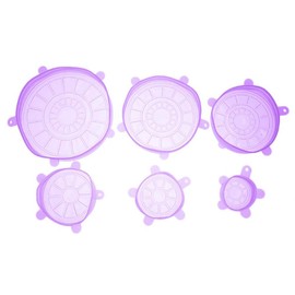 YASSUN 630792661792 Tapas de silicona para alimentos, fundas elásticas para contenedores, múltiples colores y tamaños, reutilizables, expandibles, tapas portátiles para latas, platos, cuencos, tazas (paquete de 6, morado)