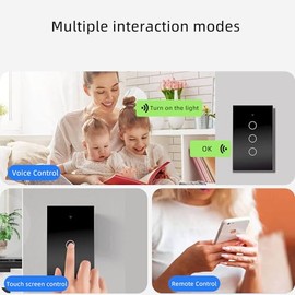 HAPPY LIFE Interruptor inteligente wifi (REQUIERE NEUTRO) con capacitor, apagadores inteligentes de pared c/panel táctil control remoto x App, compatible con Alexa, Google home y Smart life (2.4WiFi)
