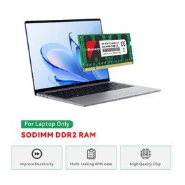 Kuesuny 4GB Kit (2 x 2GB) DDR2 800MHz Sodimm RAM PC2-6400 PC2-6400S 1.8V CL6 200 Pin 2RX8 Upgrade Unbuffered Laptop Memory Module Non-ECC